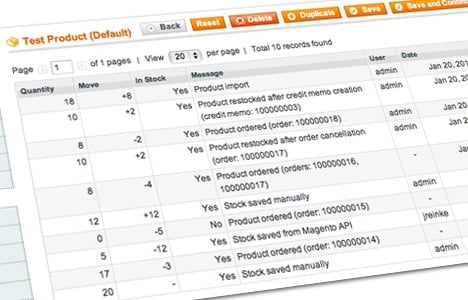 gestion de stock Magento